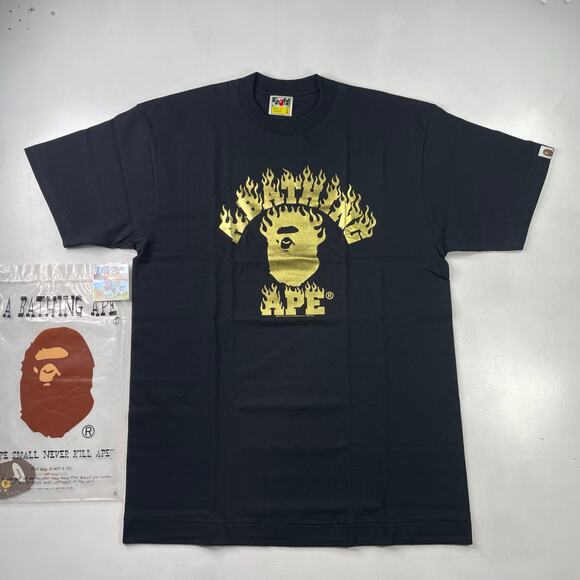 BAPE 2009 Gold Flames Tee Size L - Picture 1 of 10